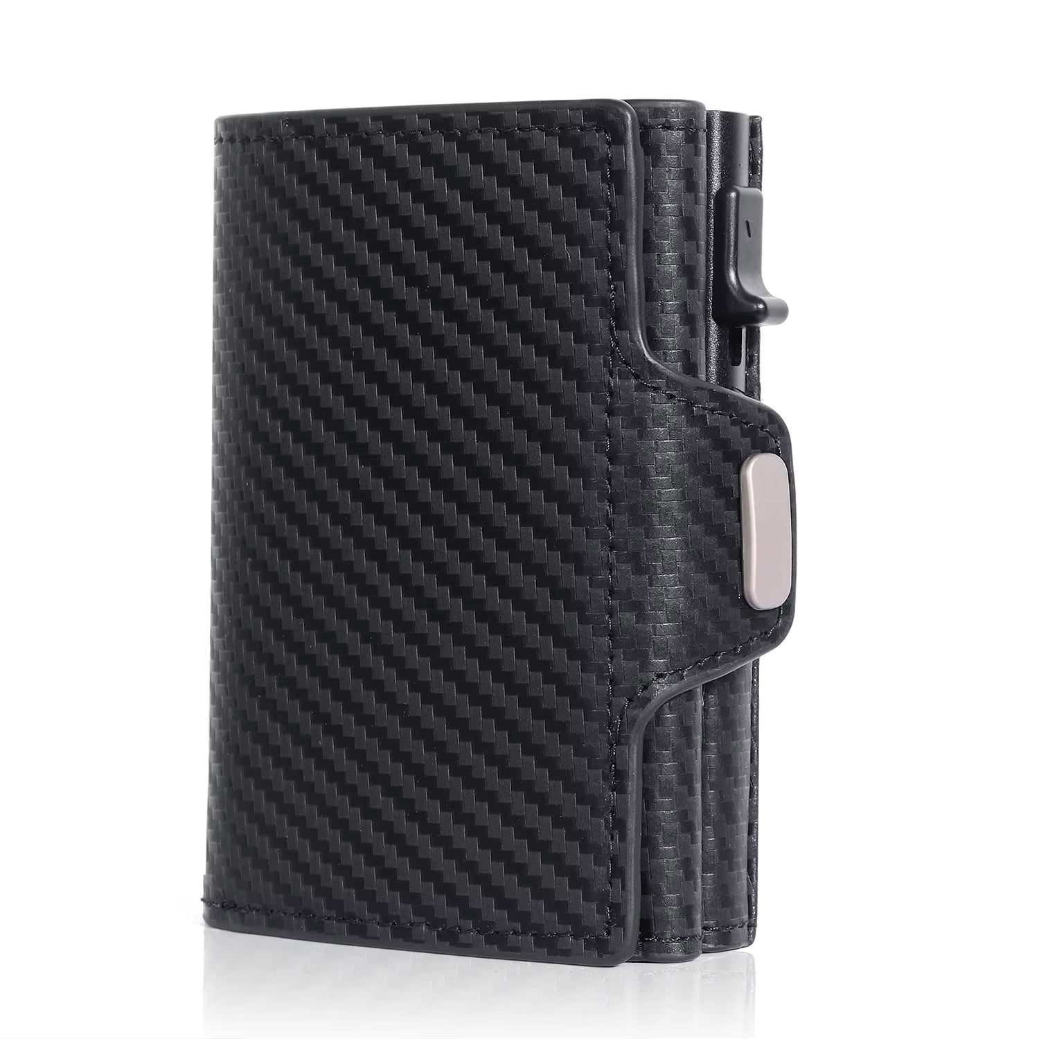 Pop-Up Credit Card Case with RFID Protection Genuine Leather Wallet with Compartment for Notes and Coins for Men and Women