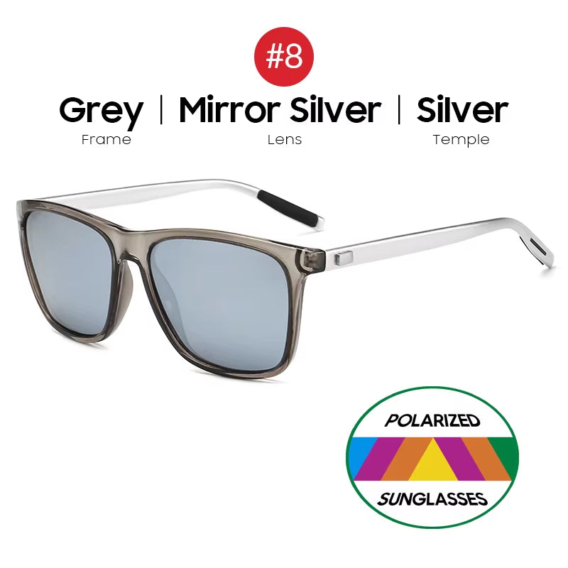 Luxury Square Polarized Sunglasses Men Driving Blue Mirror Lens Classic Unisex Sun Glasses 2026 Trends Women Shades