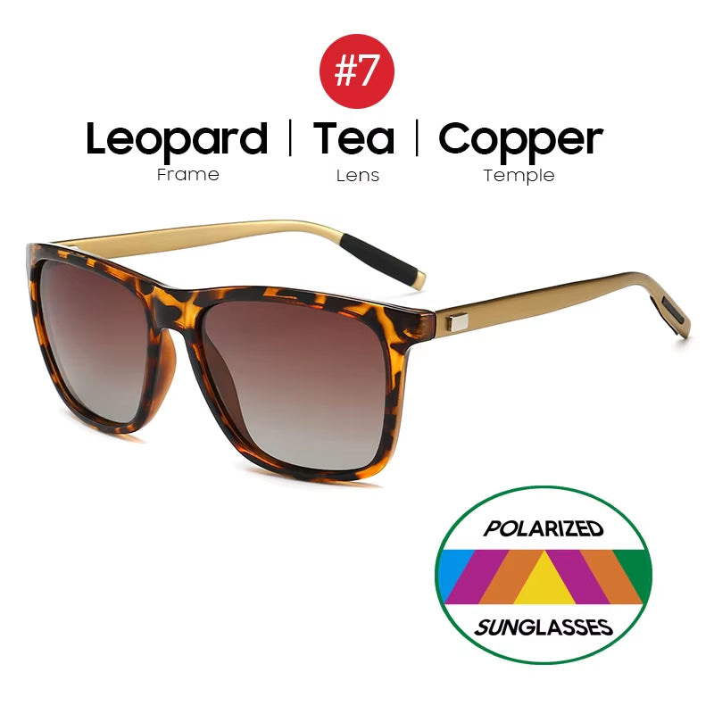 Luxury Square Polarized Sunglasses Men Driving Blue Mirror Lens Classic Unisex Sun Glasses 2026 Trends Women Shades