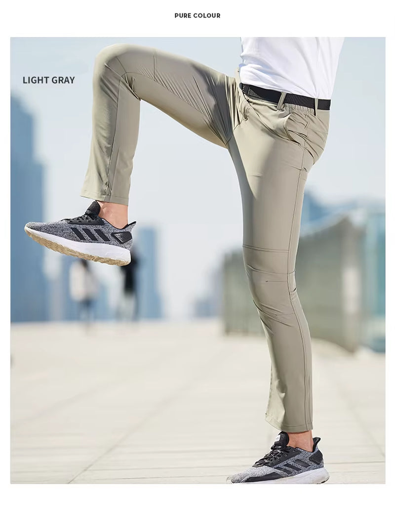 Outdoor Stretch Mens Hiking Pants Summer Quick Dry Breathable Waterproof Climbing Trekking Tourism Camping Male Trousers